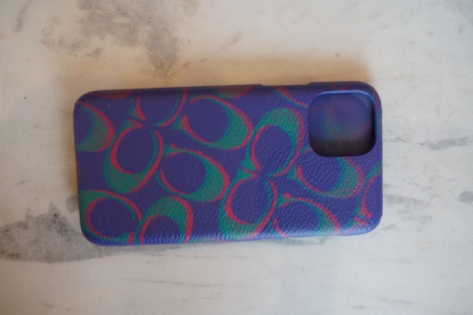 Purple, pink, and green phone case